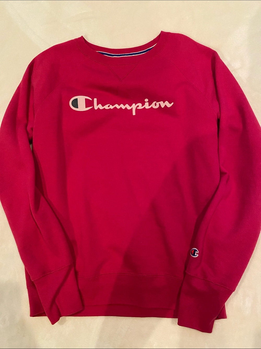 Champion Men’s Crewneck Sweatshirt - Bright Red with White Logo